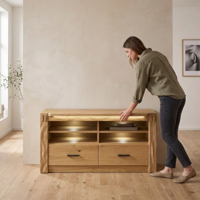 Mueble de televisión de lujo, soporte para televisión, cómoda, aparador, pared de sala de estar de madera.