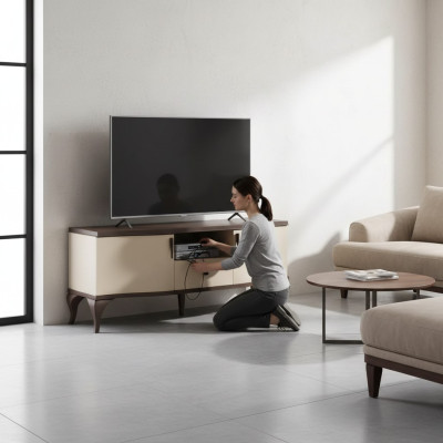 Soporte de TV sala de estar beige Muebles de madera Aparador Estilo moderno