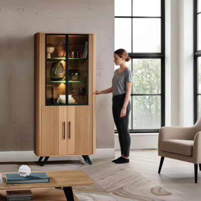 Vitrina Muebles Sala de estar Armario beige Vitrina de vidrio Armarios Nuevos