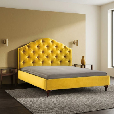 Chesterfield cama amarilla para el dormitorio camas dobles de lujo brillantes