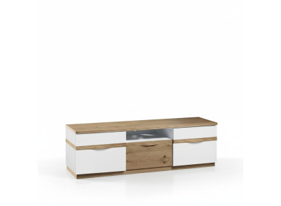 Soporte de TV para pared, mueble de televisión, tablero bajo blanco de alto brillo.