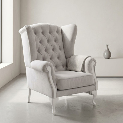 Sillón de diseño individual blanco con tapicería para sala de estar, muebles de televisión.