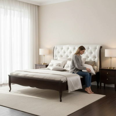 Diseño de tela de cama camas dobles de lujo Marco de hotel moderno dormitorio.