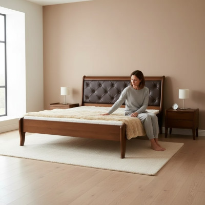 Diseño de cama de lujo para habitación principal Cama tapizada doble Cama de hotel Chesterfield