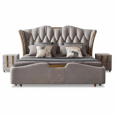 Cama Chesterfield tapizada diseño de lujo doble camas de hotel de lujo hotel nuevo