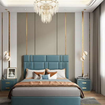 Dormitorio Set Diseñador Grupo de Lujo Nuevo Cama 2x Mesilla de Noche 3 piezas.