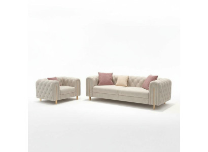 Conjunto de sala de estar de 2 piezas, sofá doble, sofá moderno, sillón de cuero.