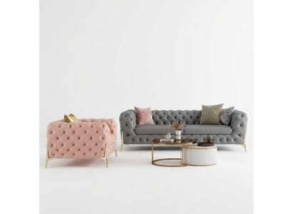 Sofá de 3+1 plazas, diseño de sofás de cuero acolchado relax, muebles modernos.