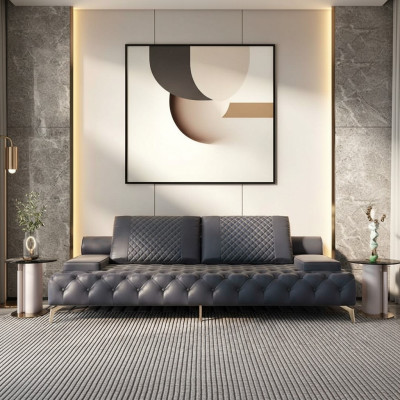 Sofá de 3 plazas de cuero Chesterfield de estilo de muebles de salón.
