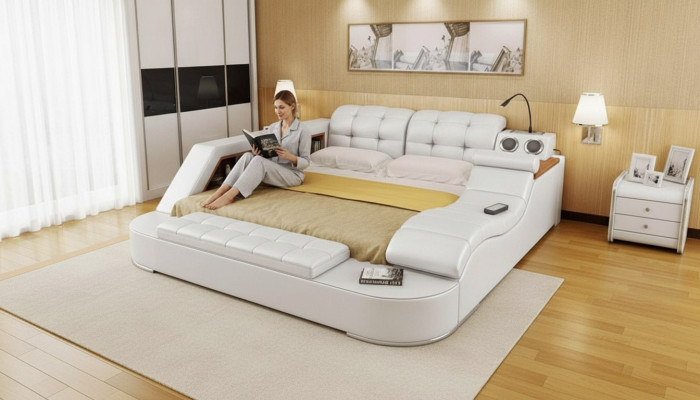 Chesterfield cama doble de diseño de lujo 180x200 cama multifuncional nueva