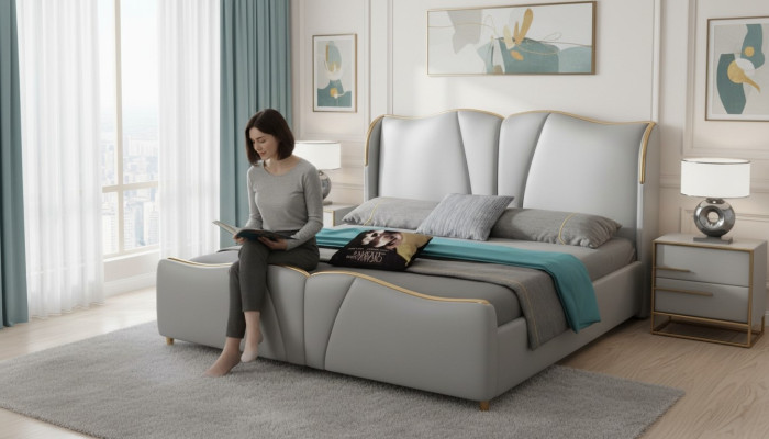 Cama Muebles Diseño Camas Cama doble Dormitorio de lujo Madera nuevo