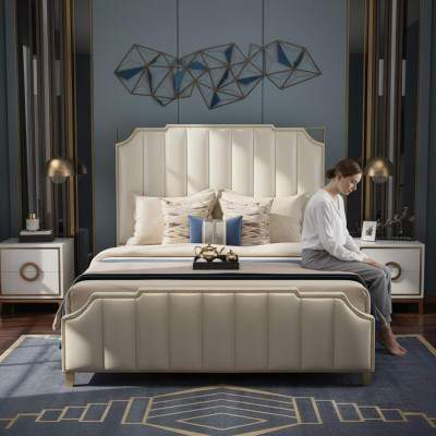 Diseño de cama Cama doble Camas de lujo Muebles de dormitorio tapizados 180x200