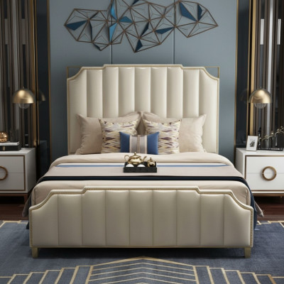 Diseño de cama Cama doble Camas de lujo Muebles de dormitorio tapizados 180x200