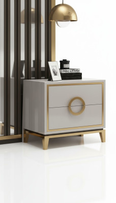 Diseño de mesita de noche de consola de madera de lujo para dormitorio nuevo.