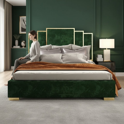 Diseño de cama de tela de lujo para hotel moderno, estructura de dormitorio 180x200.