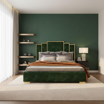 Diseño de cama de tela de lujo para hotel moderno, estructura de dormitorio 180x200.