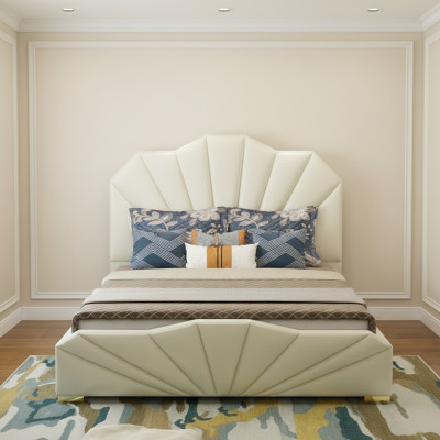 Diseño de camas de cuero para hoteles mobiliario de dormitorio de cama doble.
