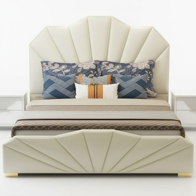 Diseño de camas de cuero para hoteles mobiliario de dormitorio de cama doble.