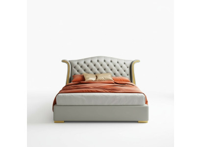Cama de lujo de cuero, camas 180x200, cama de dormitorio, estanterías Chesterfield