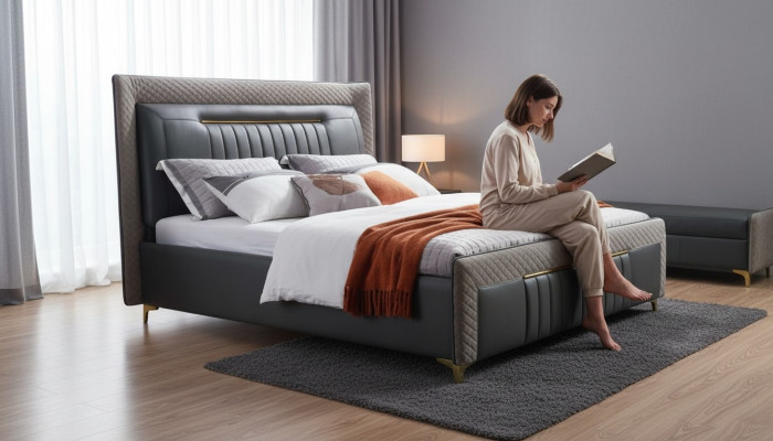 Cama moderna Camas modernas Cama de lujo de cuero Cama de hotel Cama doble Nueva