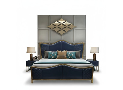 Dormitorio Set de diseñador Grupo de lujo Conjunto Cama 2x Mesitas de noche 3 piezas Nuevo