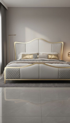 Diseño de cama. Camas de lujo. Hotel moderno. Estructura de hotel de dormitorio.