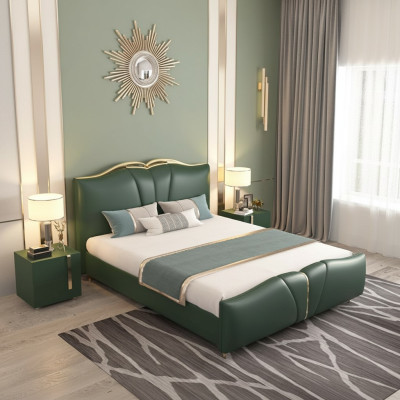 Diseño cama doble dormitorio muebles 3 piezas set camas completo mesas de noche