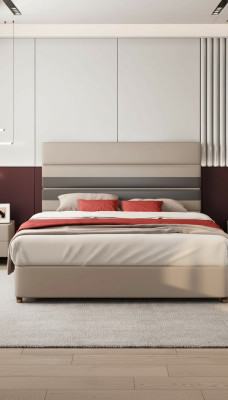 Cama Diseño moderno Lujo Camas tapizadas Tela Camas de tela