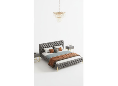 Cama Chesterfield acolchada de diseño de lujo, camas dobles de hotel de lujo, nuevo hotel de lujo.