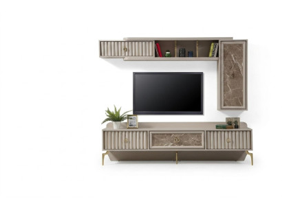 Mueble de pared moderno de diseñador de lujo de madera para salón elegante.