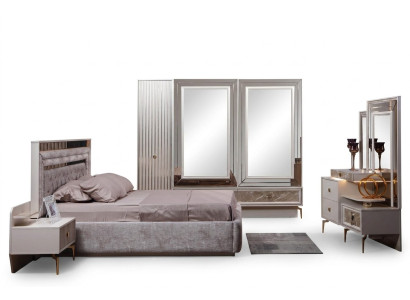 Conjunto de dormitorio completo moderno Cama de diseñador 2 mesitas de noche 5 piezas