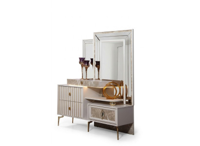 Mesa de maquillaje blanca para dormitorio, diseño de consola de madera con espejo, nuevo.