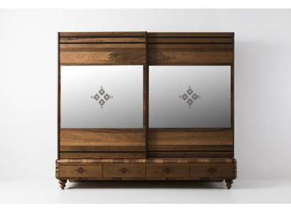 Armario moderno, armario de lujo, armario de madera, armarios marrones, dormitorio.