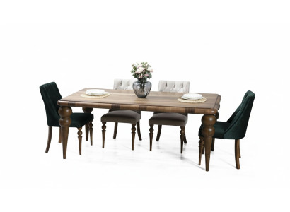 Clásico juego de comedor de madera para el comedor Mesa de comedor 6 sillas tapizadas 7 piezas.