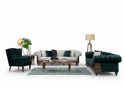 Moderno juego de sofás Chesterfield bicolor 3+3+1 plazas muebles de lujo.
