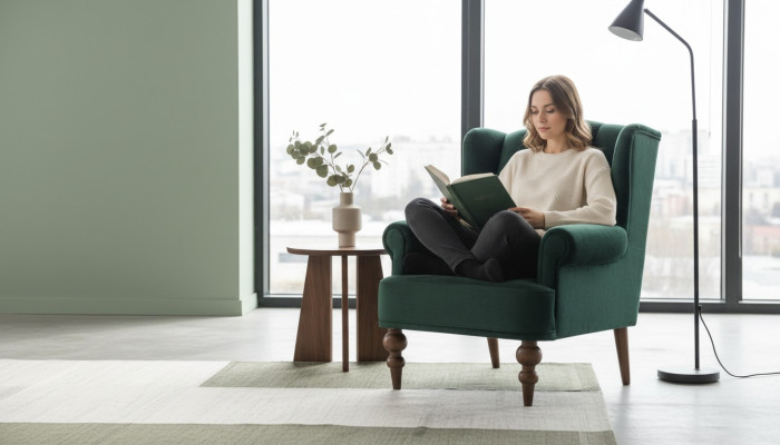 Clásico sillón Chesterfield verde butaca tapizada de una plaza