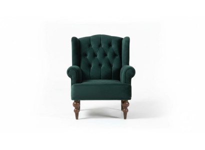 Clásico sillón Chesterfield verde butaca tapizada de una plaza