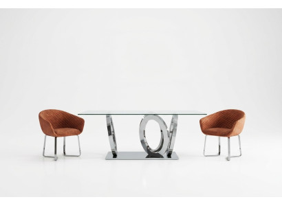 Moderna mesa de comedor de diseñador con tablero de vidrio en estilo moderno muebles.