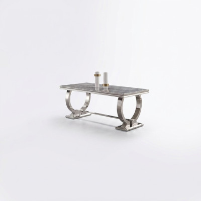 Mesa de comedor de lujo, mesa de columna, mesas de comedor, mesa de comedor de plata 200x100.