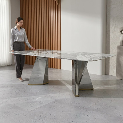 Mesa de comedor de lujo mesa de vidrio mesa de comedor mesas de lujo mesa gris 200x100