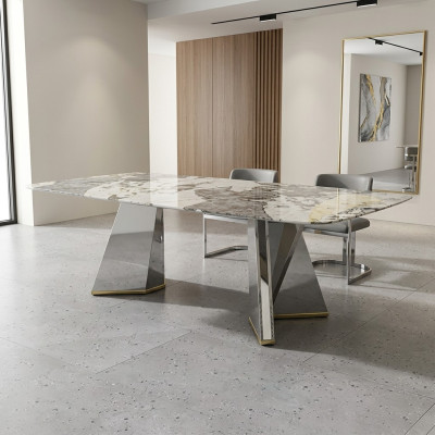 Mesa de comedor de lujo mesa de vidrio mesa de comedor mesas de lujo mesa gris 200x100