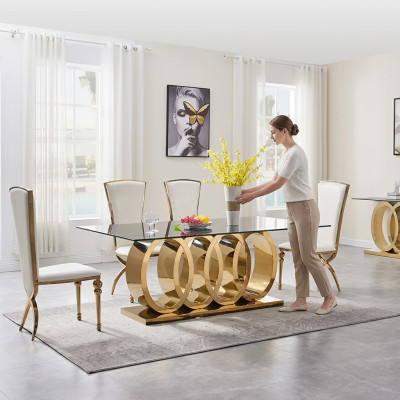 Mesa de comedor diseñador, mesas de comedor, muebles de comedor, mesa de acero inoxidable, mesas.