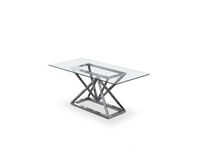 Mesa de vidrio Mesas de pedestal Mesas plateadas Mesas de vidrio Mesa Muebles de lujo 180x90