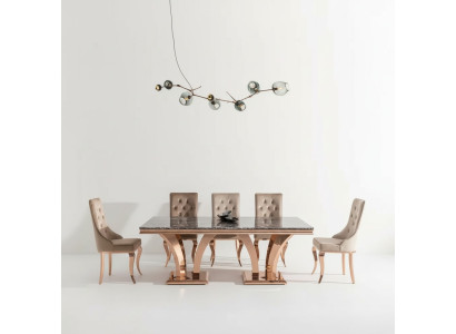 Mesa de comedor de lujo Diseño de mesa de comedor moderna Mesas de comedor de comedor Tabla de metal