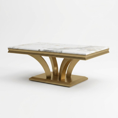 Mesa de café Diseño Sala de estar Lujo Mesas Mobiliario Oro 115x70