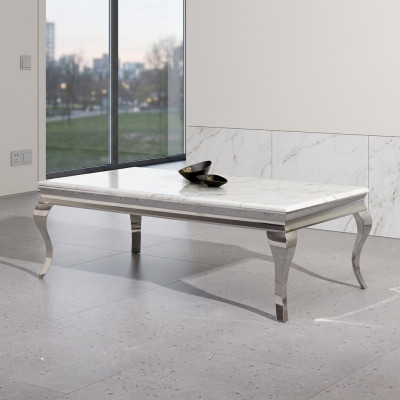 Mesa de centro Diseño Sala de estar Mesa de lujo Sofá Mesa auxiliar 130x70 Plata