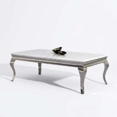 Mesa de centro Diseño Sala de estar Mesa de lujo Sofá Mesa auxiliar 130x70 Plata