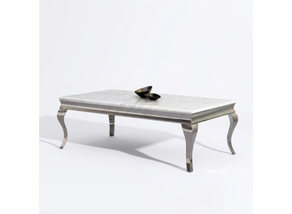 Mesa de centro Diseño Sala de estar Mesa de lujo Sofá Mesa auxiliar 130x70 Plata