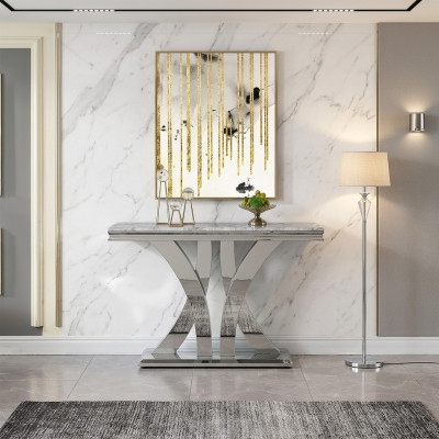 Diseño de lujo con mesa consola, mesas consolas, diseño de acero inoxidable.