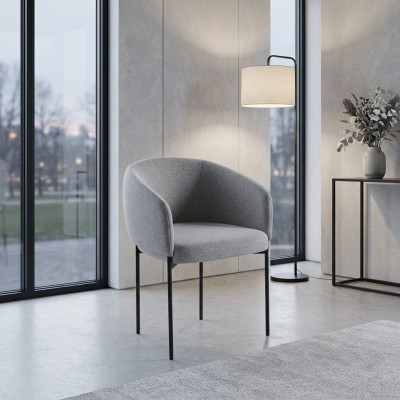 Silla acolchada gris con apoyabrazos, diseño de una plaza, sillas de salón.